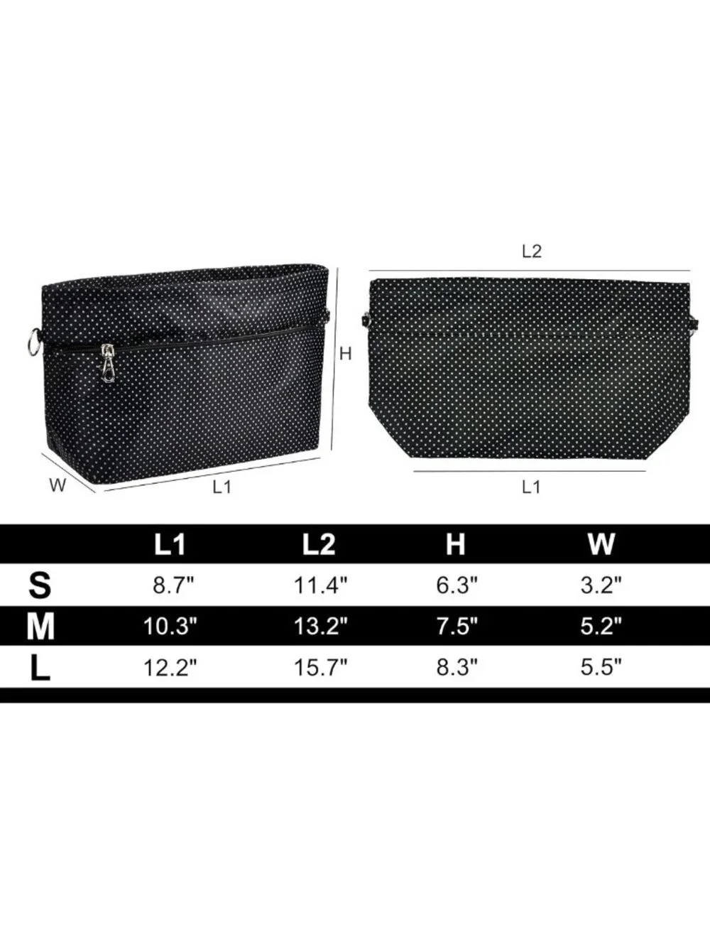 Stylish Tote Handbag Organizer Insert with Zipper Closure, 11 Pockets